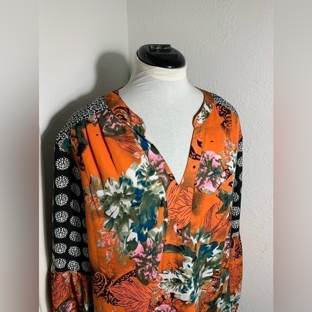 Tolani Monisha Mini dress tunic in an orange, pink and green floral pattern L - Picture 2 of 9